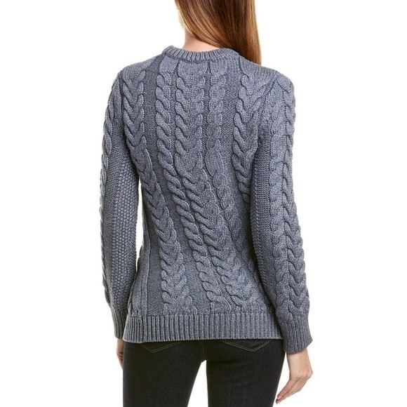 NEW! THEORY Twisting Cable Blue Wool-Blend Sweater -  M - $595.00 - Picture 2 of 6